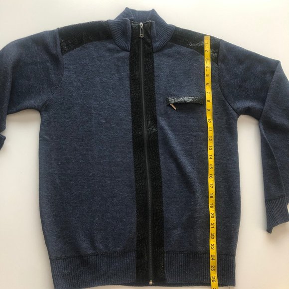 LEONARDO GAVINO Full zipper blue sweater - Picture 10 of 10